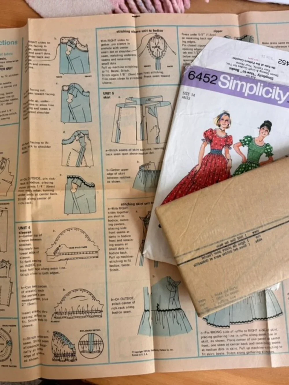 Vintage 1974 Simplicity 6452 sewing pattern prairie-style peasant dress Sz 14